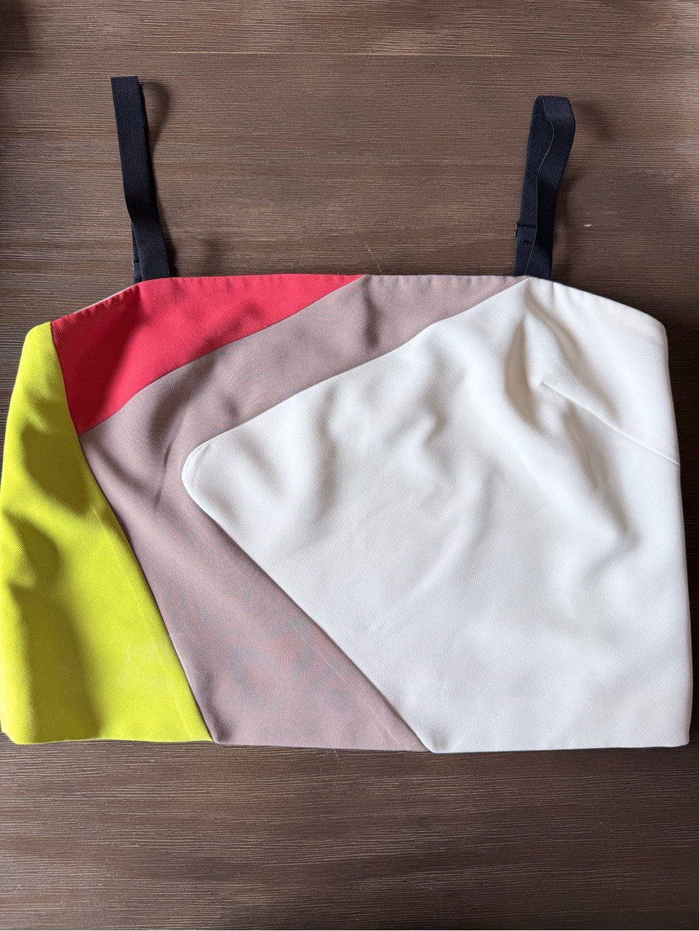 Milly Colorblock Crop Top | Neon Yellow, Coral & Blush | Size 6